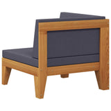 Sectional Corner Sofa and Dark Grey Cushions Solid Acacia Wood - 45-Degree Angle