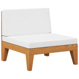 Sectional Middle Sofa & Cream White Cushions Solid Acacia Wood - Front View