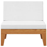 Sectional Middle Sofa & Cream White Cushions Solid Acacia Wood