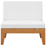 Sectional Middle Sofa & Cream White Cushions Solid Acacia Wood