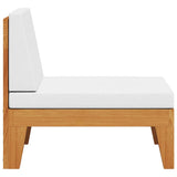 Sectional Middle Sofa & Cream White Cushions Solid Acacia Wood - Top-Down View