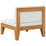 Sectional Middle Sofa & Cream White Cushions Solid Acacia Wood - 45-Degree Angle
