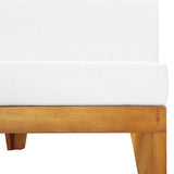 Sectional Middle Sofa & Cream White Cushions Solid Acacia Wood - Rear View