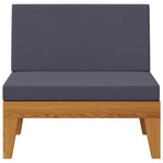 Sectional Middle Sofa with Dark Grey Cushions Solid Acacia Wood