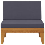 Sectional Middle Sofa with Dark Grey Cushions Solid Acacia Wood - Side View