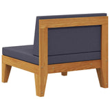 Sectional Middle Sofa with Dark Grey Cushions Solid Acacia Wood - 45-Degree Angle