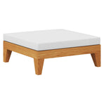 Sectional Footrest with Cream White Cushion Solid Acacia Wood