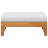 Sectional Footrest with Cream White Cushion Solid Acacia Wood - Side View