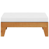 Sectional Footrest with Cream White Cushion Solid Acacia Wood - Top-Down View