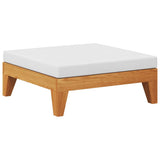 Sectional Footrest with Cream White Cushion Solid Acacia Wood - 45-Degree Angle