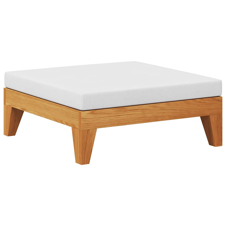 Sectional Footrest with Cream White Cushion Solid Acacia Wood