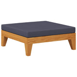 Sectional Footrest with Dark Grey Cushion Solid Acacia Wood - Front View