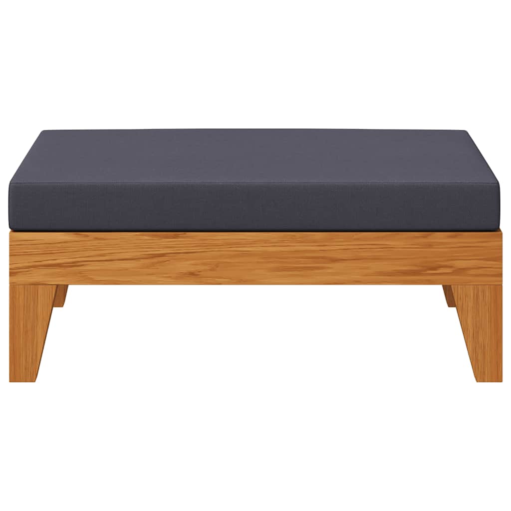 Sectional Footrest with Dark Grey Cushion Solid Acacia Wood