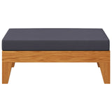 Sectional Footrest with Dark Grey Cushion Solid Acacia Wood - Side View
