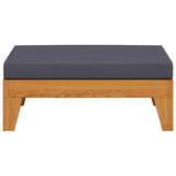 Sectional Footrest with Dark Grey Cushion Solid Acacia Wood - 45-Degree Angle