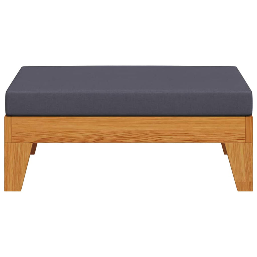 Sectional Footrest with Dark Grey Cushion Solid Acacia Wood