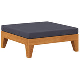Sectional Footrest with Dark Grey Cushion Solid Acacia Wood - Rear View