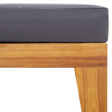 Sectional Footrest with Dark Grey Cushion Solid Acacia Wood - Close-Up Angle
