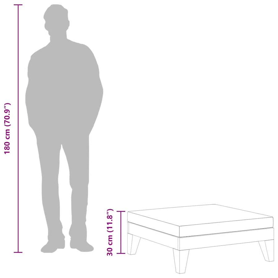 Sectional Footrest with Dark Grey Cushion Solid Acacia Wood