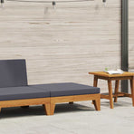 Sectional Footrest with Dark Grey Cushion Solid Acacia Wood