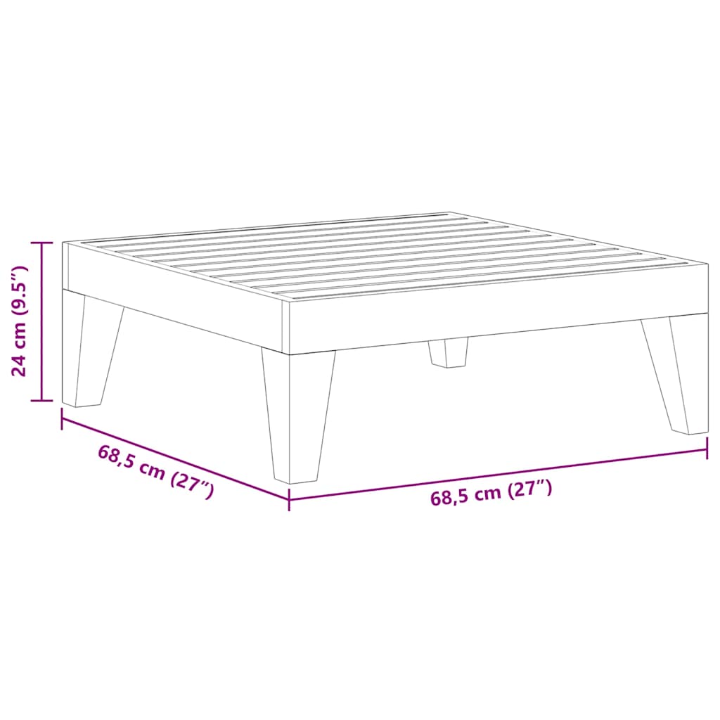 Garden Table 68.5x68.5x24 cm Solid Acacia Wood