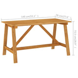Garden Dining Table 140x70x73.5 cm Solid Acacia Wood - Rear View