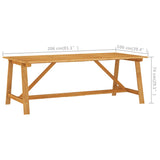 Garden Dining Table 206x100x74 cm Solid Acacia Wood - Rear View