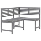 Garden Corner Bench Grey 140 cm Solid Acacia Wood - Front View
