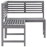 Garden Corner Bench Grey 140 cm Solid Acacia Wood - Top-Down View