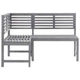 Garden Corner Bench Grey 140 cm Solid Acacia Wood - 45-Degree Angle