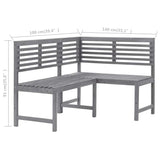 Garden Corner Bench Grey 140 cm Solid Acacia Wood - Extra Image