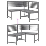 Garden Corner Bench Grey 140 cm Solid Acacia Wood - Extra Image