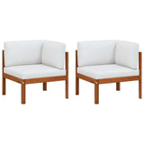 Garden Corner Sofas 2 pcs with Cushions Wood Acacia&Rope - Front View