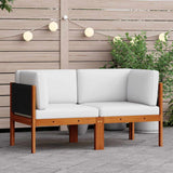 Garden Corner Sofas 2 pcs with Cushions Wood Acacia&Rope