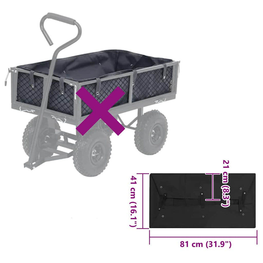 Garden Cart Liner Black 81x41x21 cm Fabric