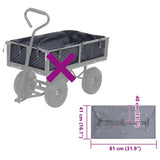 Garden Cart Liner Dark Grey 81x41x40 cm Fabric - Side View