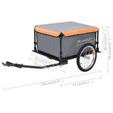 Bike Trailer Grey and Orange 65 kg - Rear View