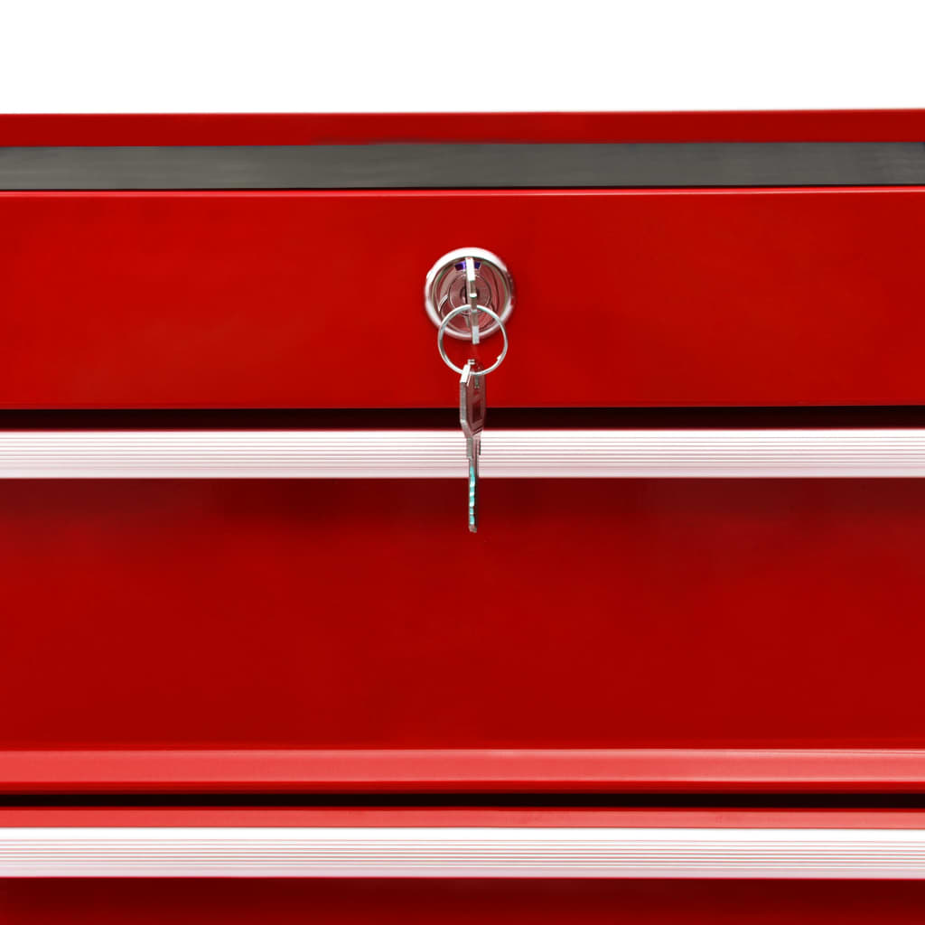 Tool Trolley with 10 Drawers Steel Red