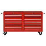 Tool Trolley with 14 Drawers Steel Red - Front View