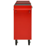Tool Trolley with 14 Drawers Steel Red - Side View