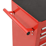 Tool Trolley with 14 Drawers Steel Red - 45-Degree Angle