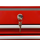 Tool Trolley with 14 Drawers Steel Red - Low Angle