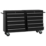 Tool Trolley with 10 Drawers Steel Black