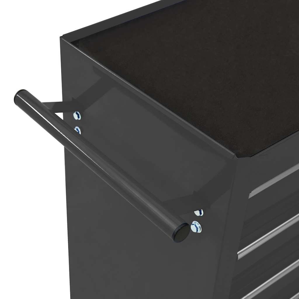 Tool Trolley with 10 Drawers Steel Black