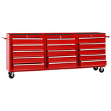 Tool Trolley with 15 Drawers Steel Red - Front View