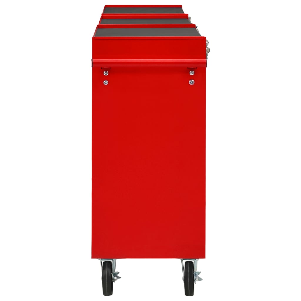 Tool Trolley with 15 Drawers Steel Red