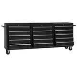 Tool Trolley with 15 Drawers Steel Black