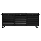 Tool Trolley with 15 Drawers Steel Black - Side View