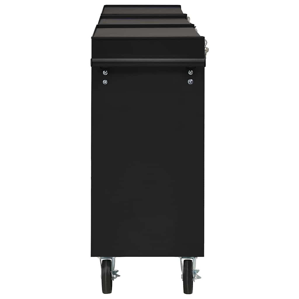 Tool Trolley with 15 Drawers Steel Black