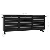 Tool Trolley with 15 Drawers Steel Black